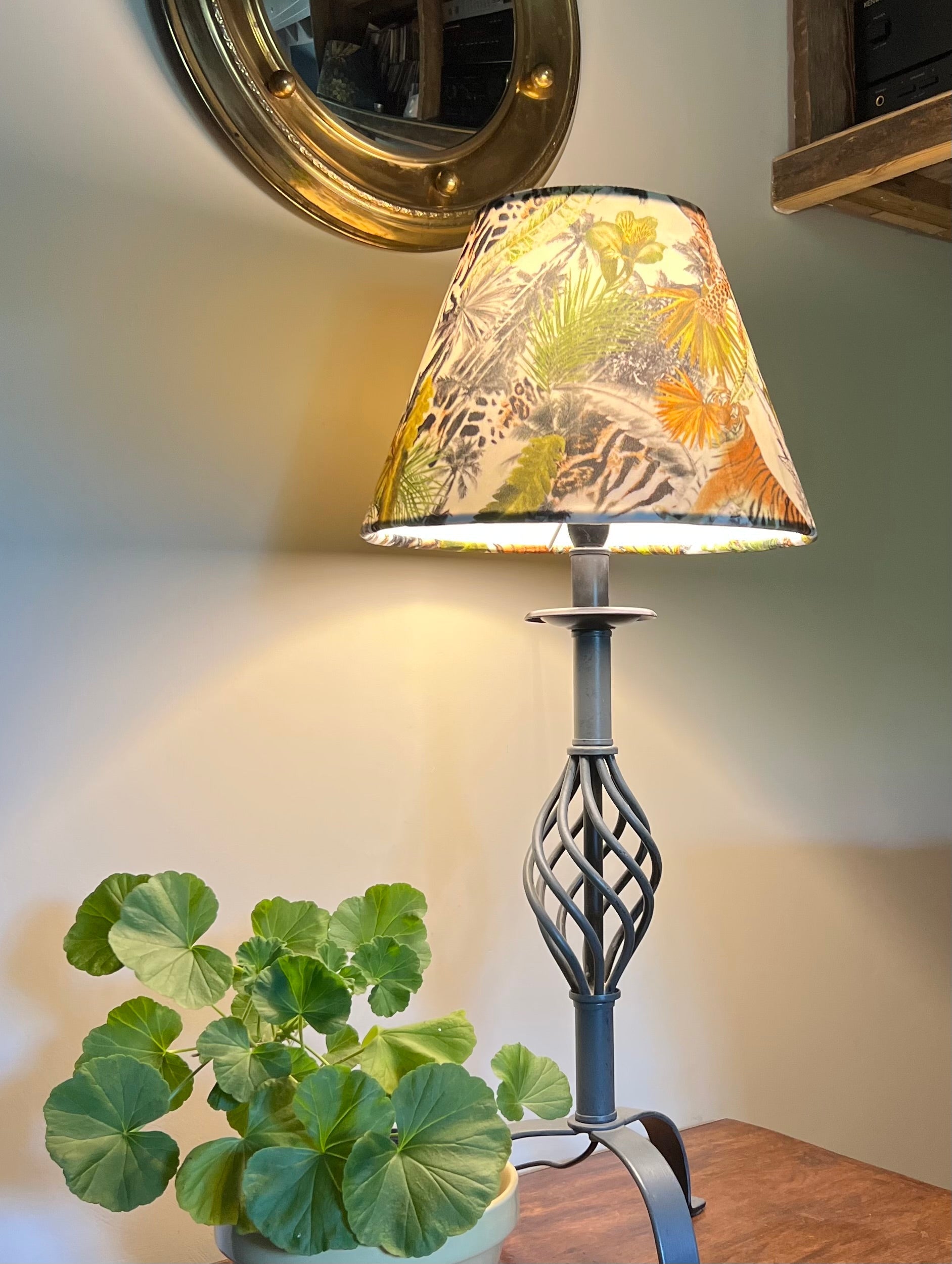 Tiger, cheetah jungle velvet coolie lampshade/ ceiling shade, empire lampshade
