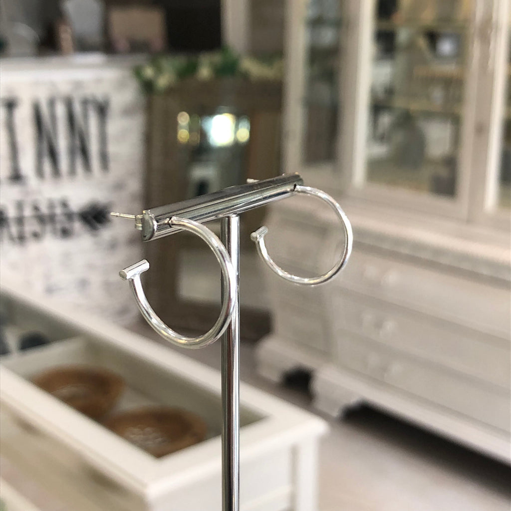 Sterling Silver T Bar Hoops