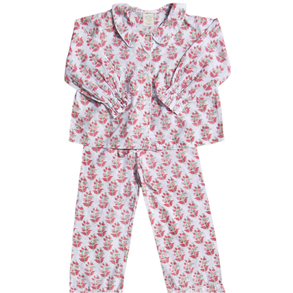 Inca Red Kids Pyjamas with Floral Print
