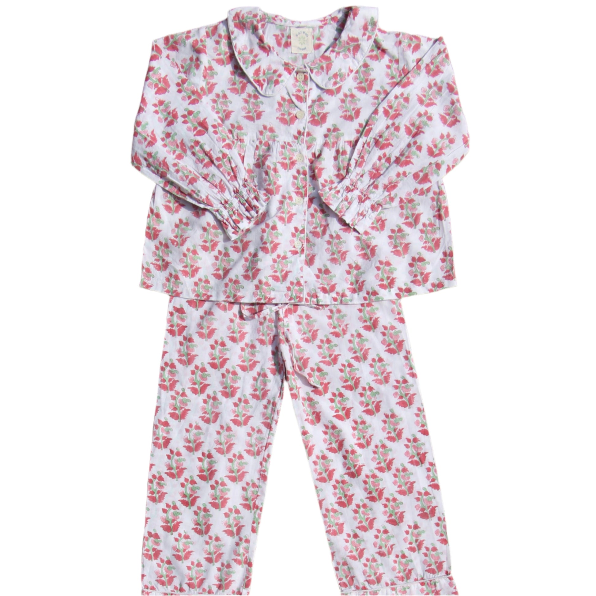 Inca Red Kids Pyjamas with Floral Print