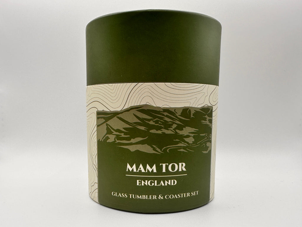 Mam Tor Whisky Tumbler and Coaster Set Peak District Mountain Gift