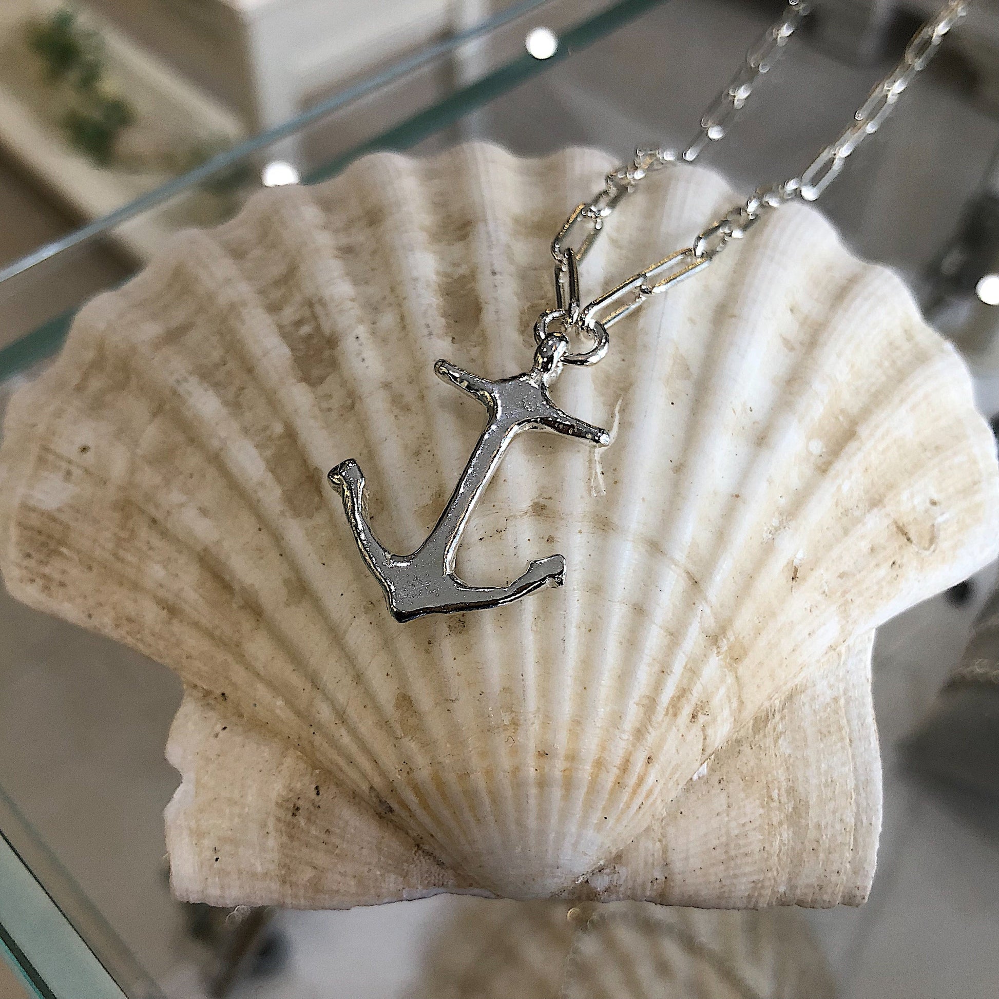 Midi Anchor Trace Chain Necklace in Sterling Silver