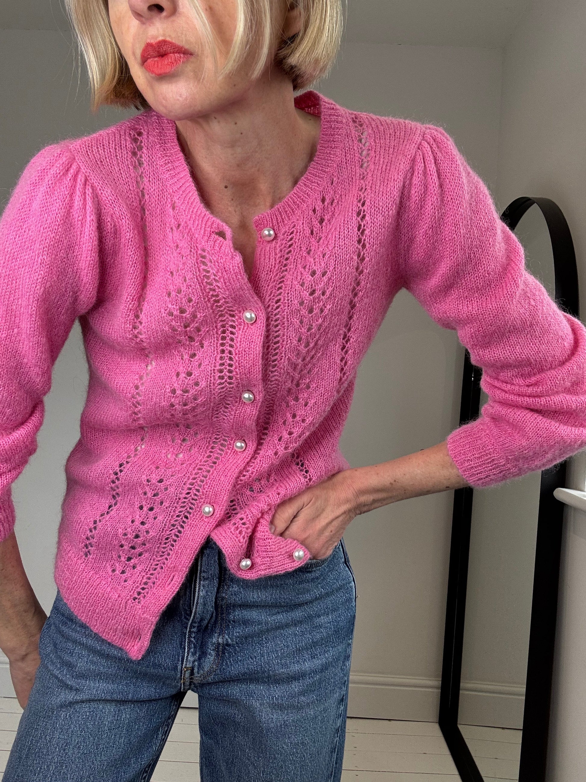 Pointelle Mohair Merino Cardigan