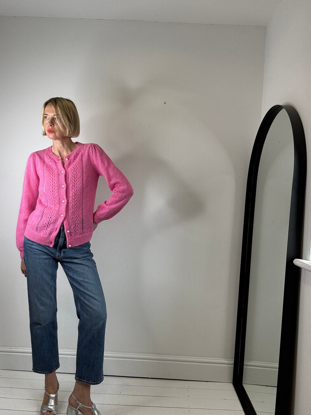 Pointelle Mohair Merino Cardigan