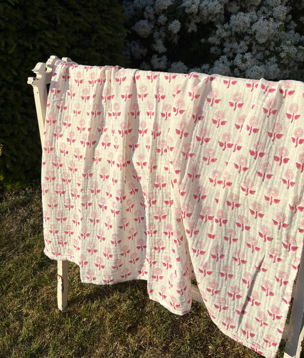 Rose Flower Muslin Swaddle 115cm
