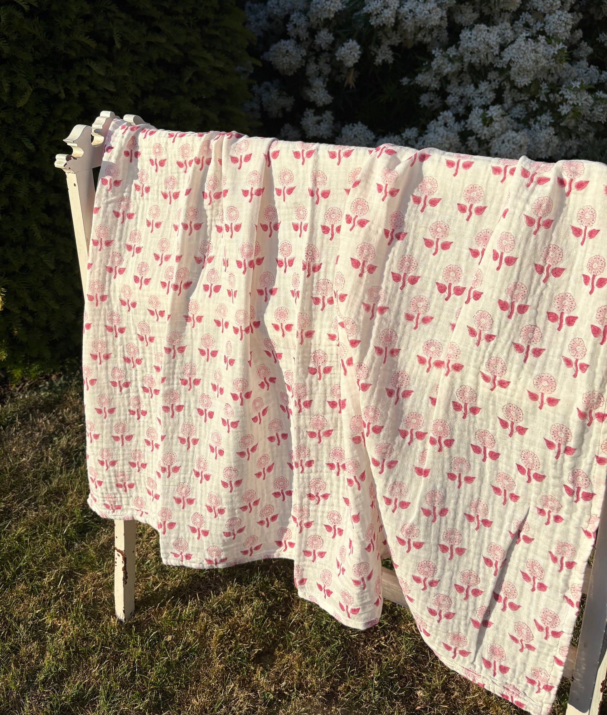 Rose Flower Muslin Swaddle 115cm