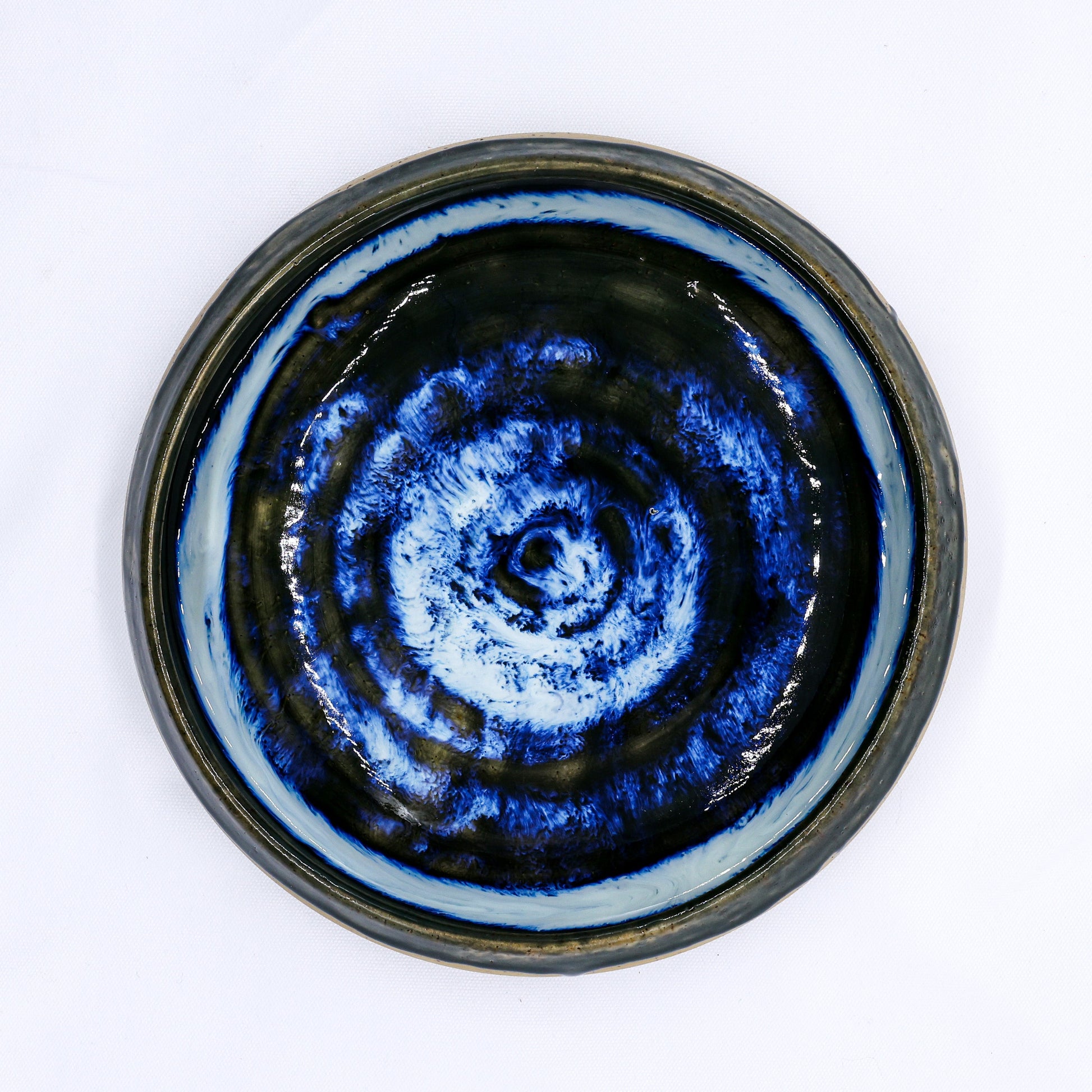 10 inch Abyssal Aegean Spiral Handmade Spotted Stoneware Plate