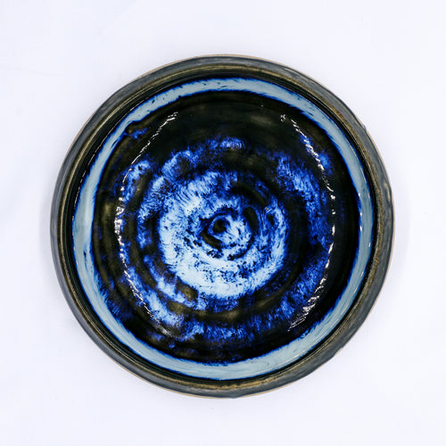 10 inch Abyssal Aegean Spiral Handmade Spotted Stoneware Plate