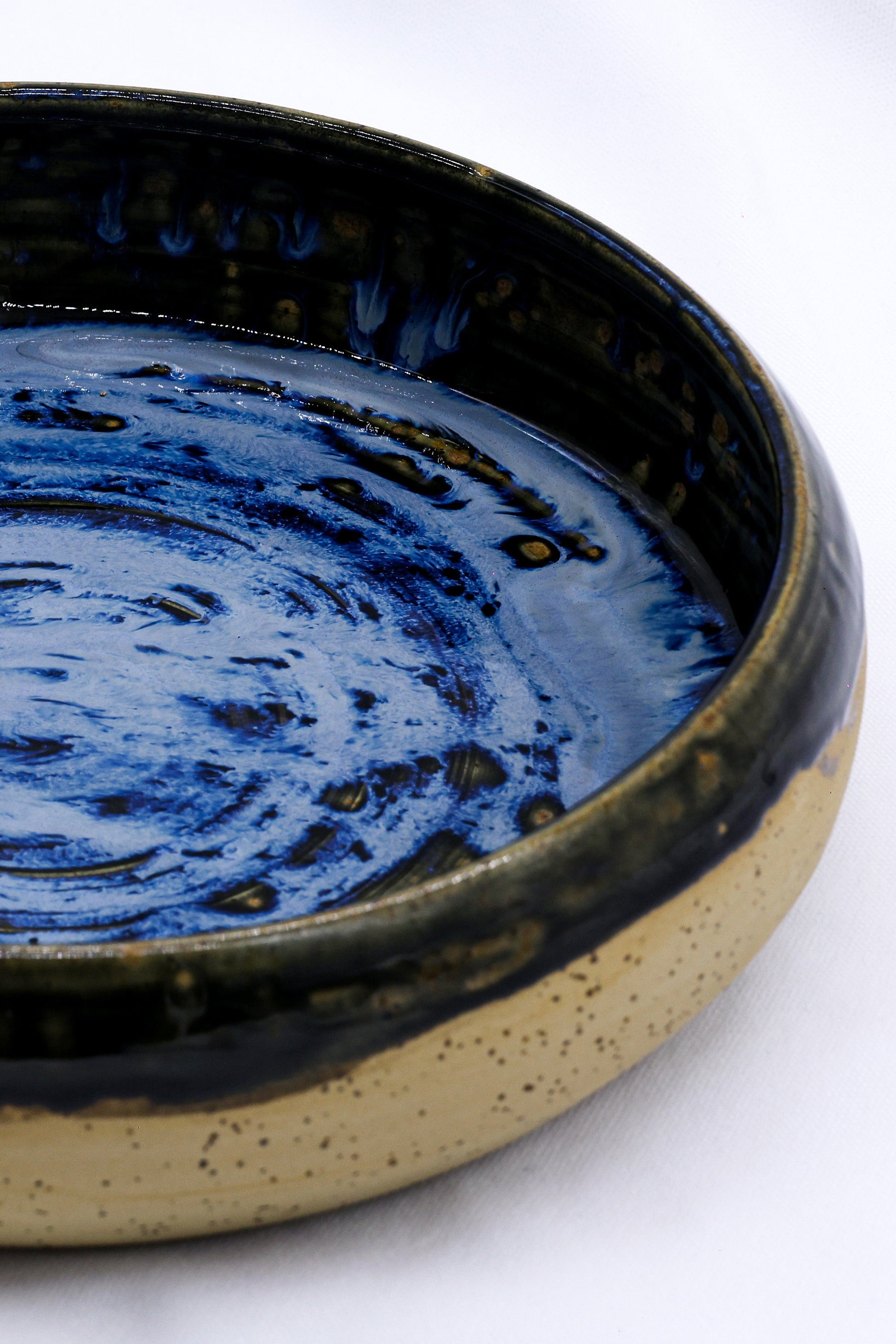 10 inch Aegean Depths Handmade Spotted Stoneware Ceramic Plate