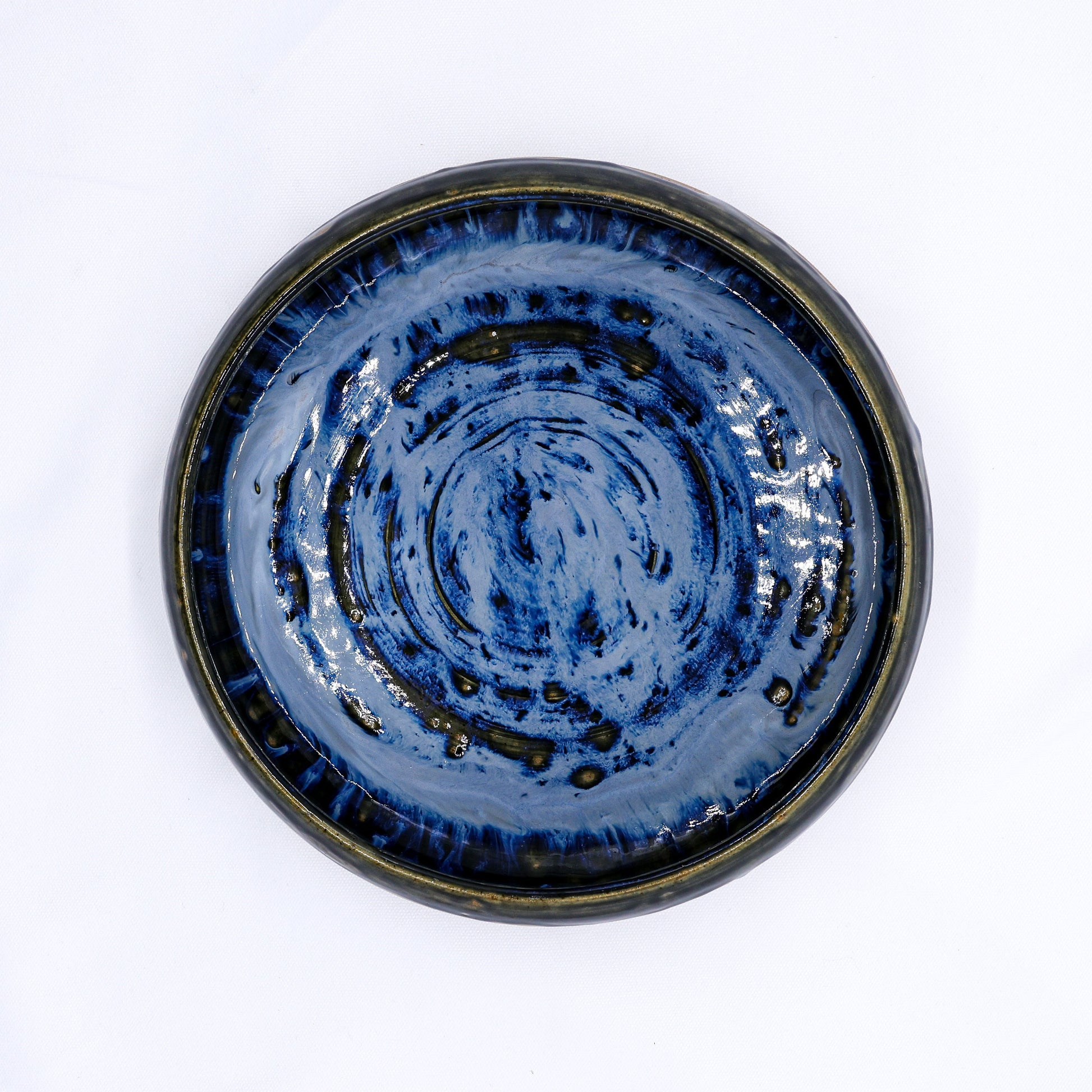 10 inch Aegean Depths Handmade Spotted Stoneware Ceramic Plate