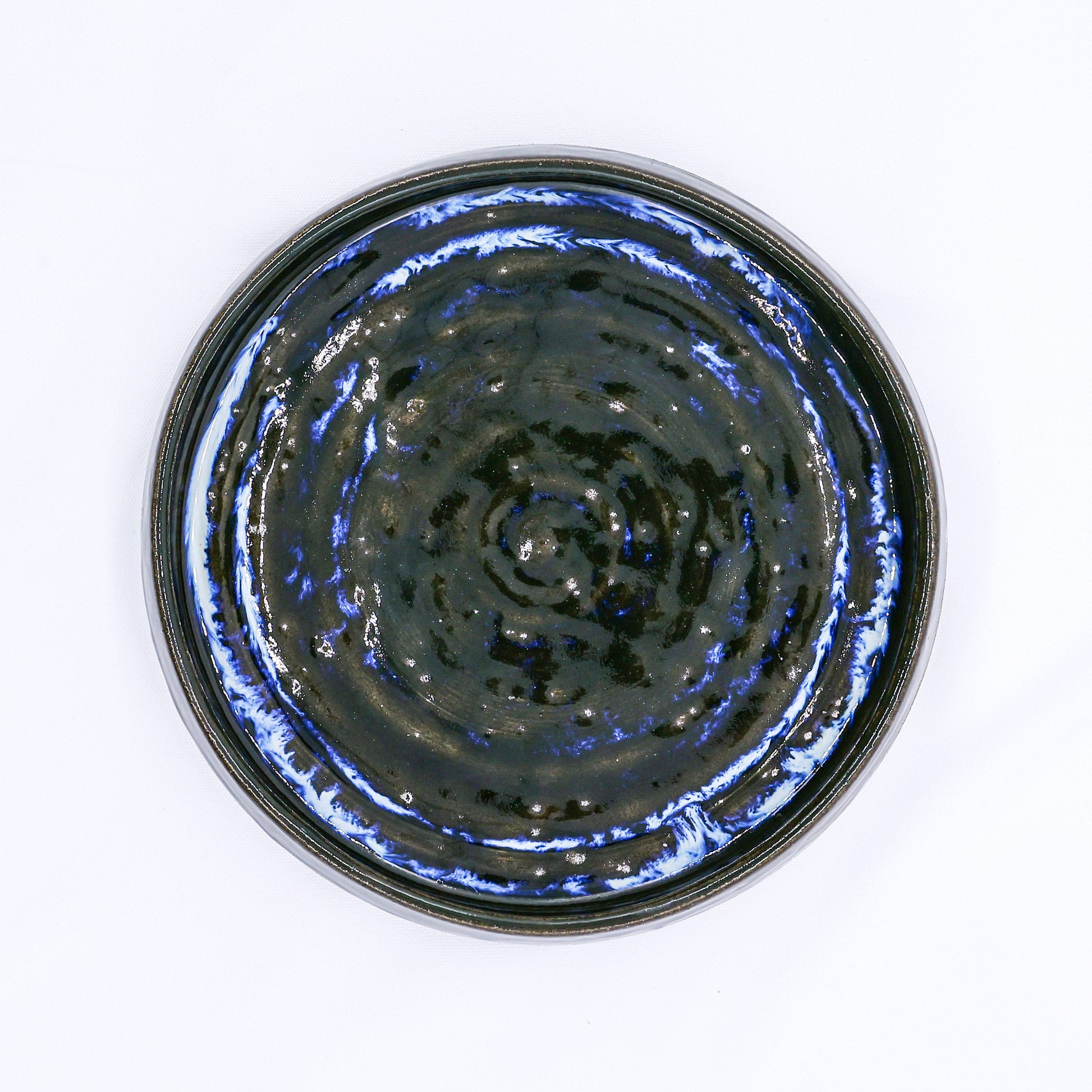 10 inch Midnight Cave Waters Smokey Grey Handmade Ceramic Plate