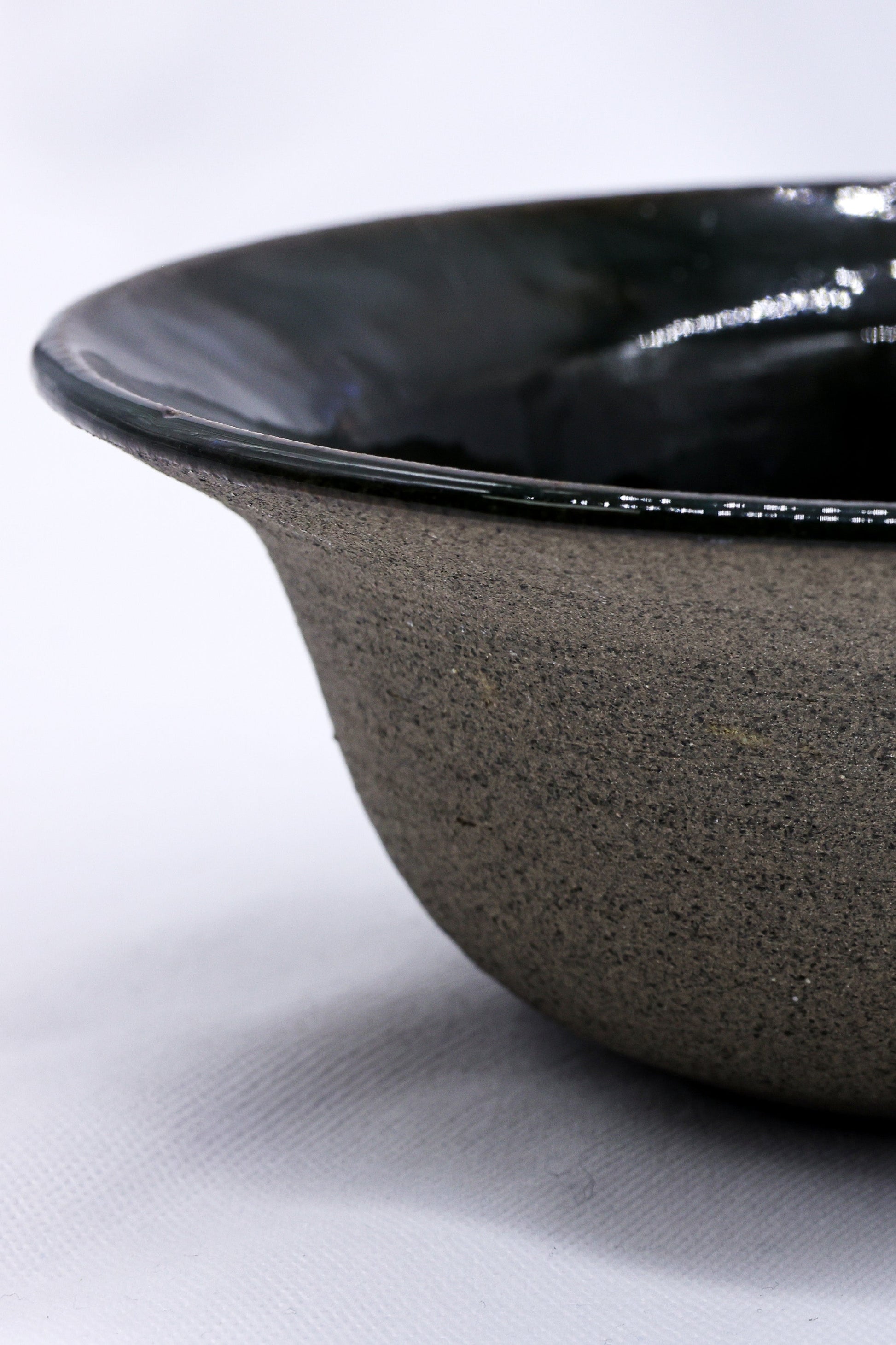 7.5 inch Cavewater Spiral Blue Handmade Grey Stoneware Bowl