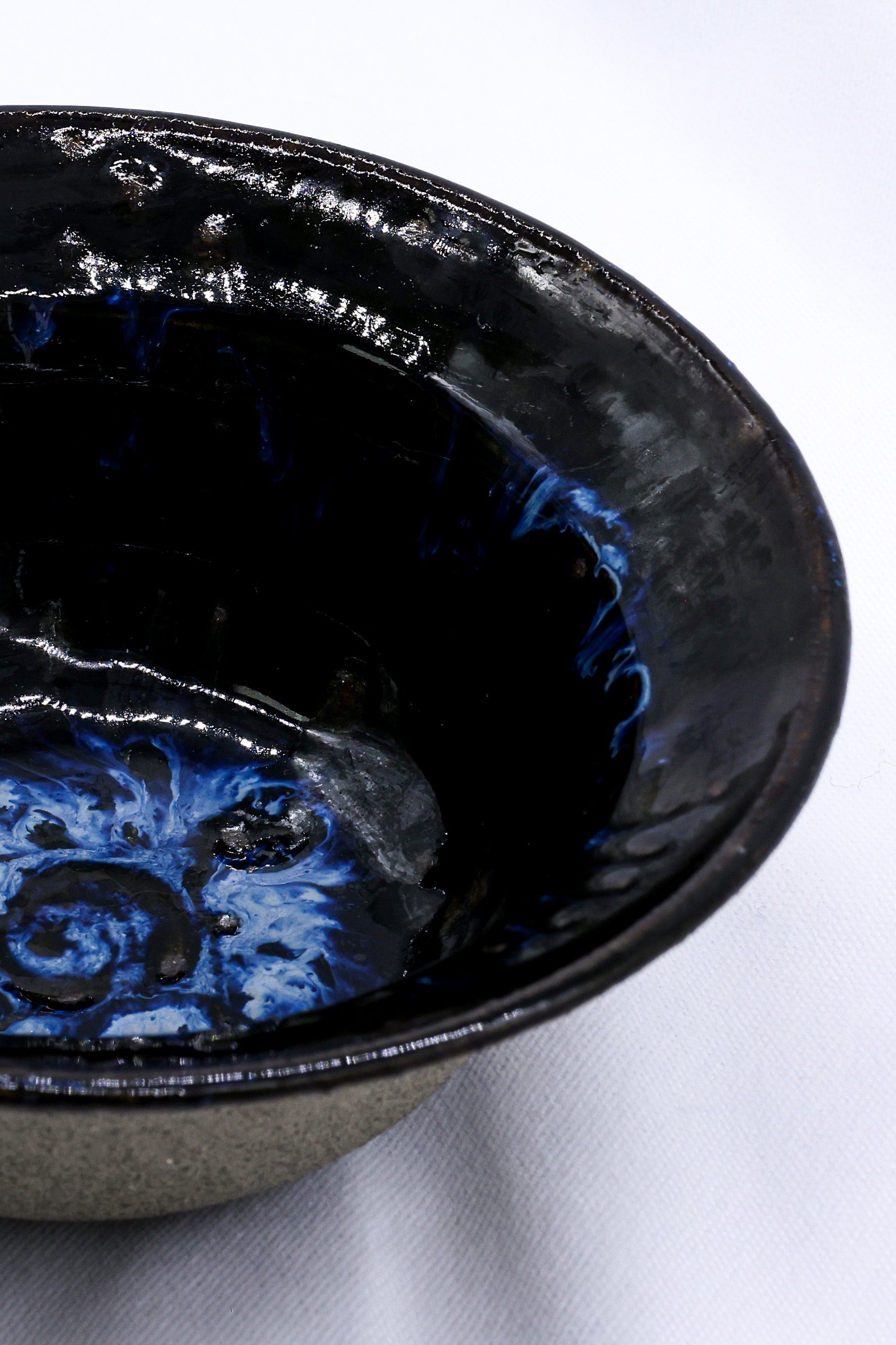 7.5 Inch Midnight Aegean Surge Grey Stoneware Bowl Handmade