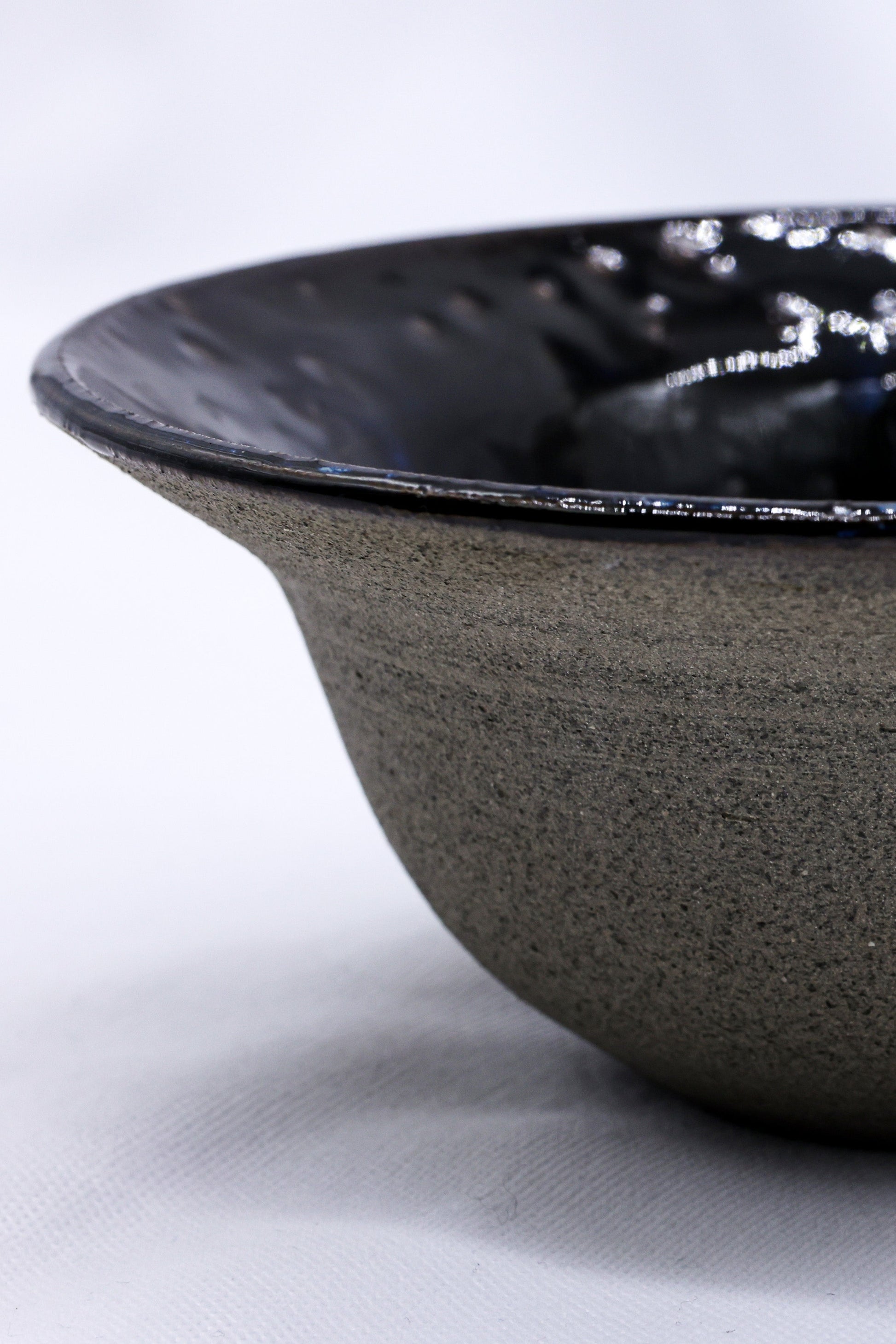 7.5 Inch Midnight Aegean Surge Grey Stoneware Bowl Handmade