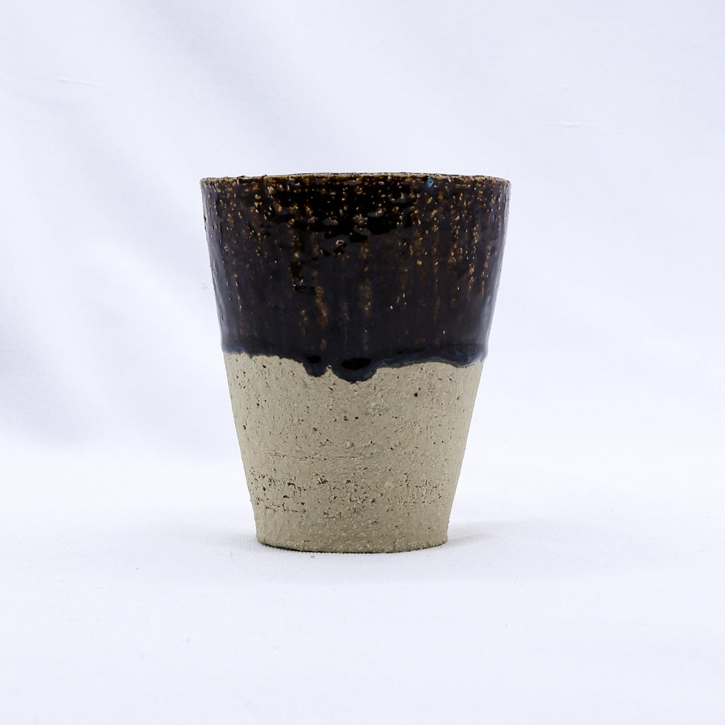 Quadra Milled Stoneware Tall Ceramic Cup Handmade