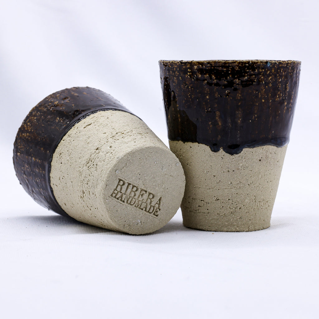 Quadra Milled Stoneware Tall Ceramic Cup Handmade