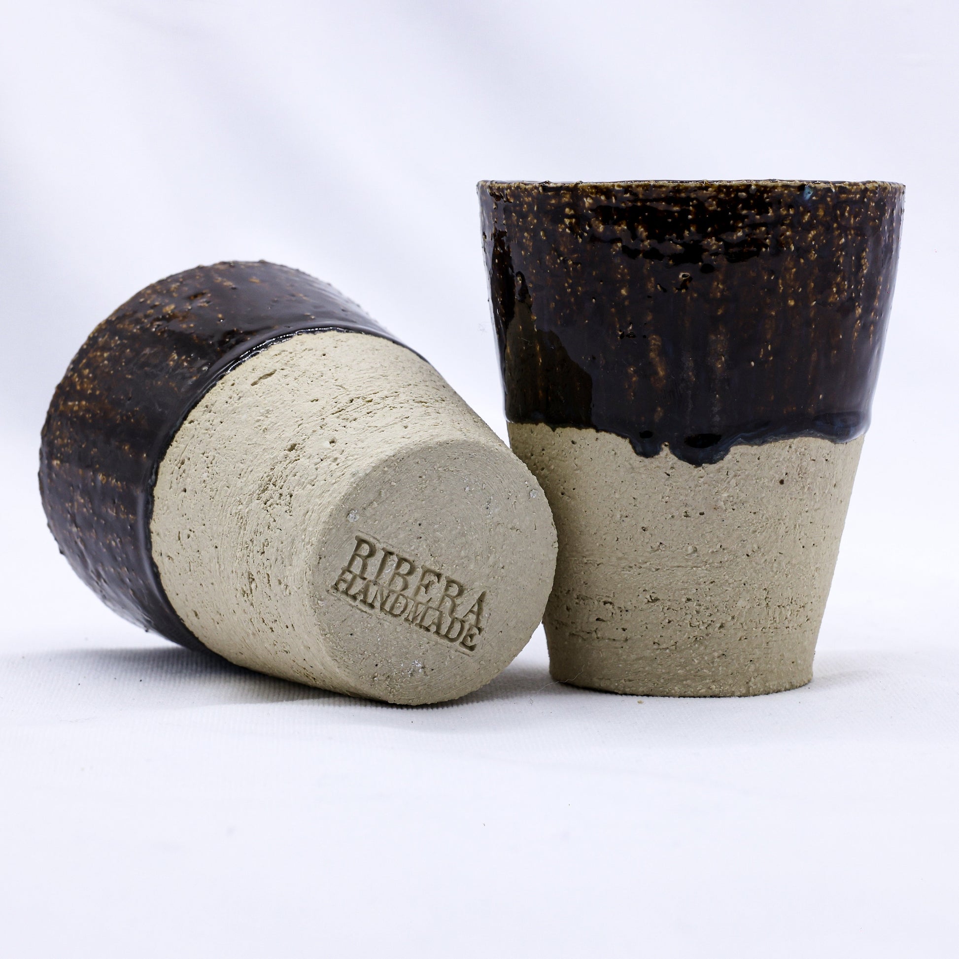 Quadra Milled Stoneware Tall Ceramic Cup Handmade