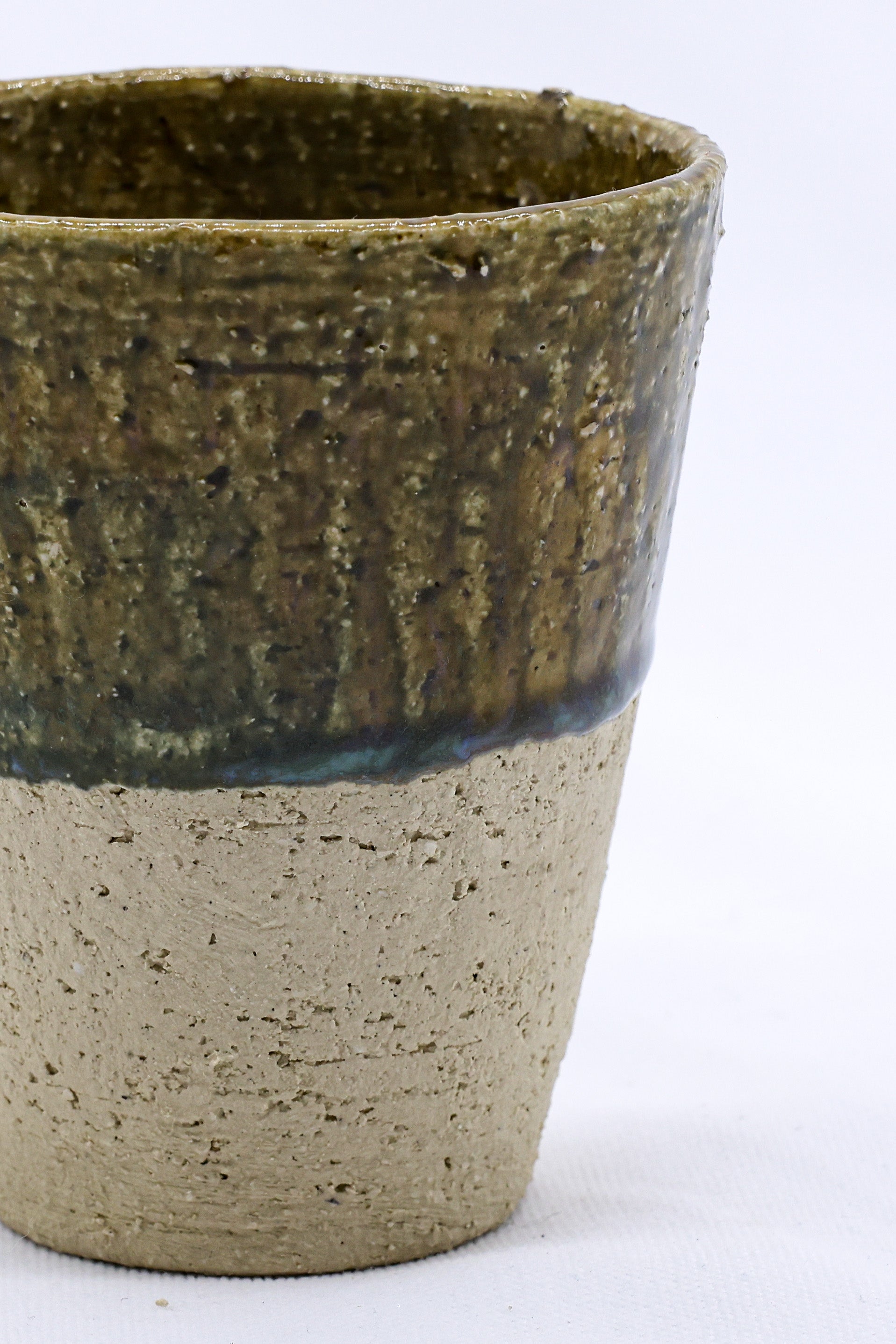 Quadra Milled Stoneware Tall Ceramic Cup Handmade