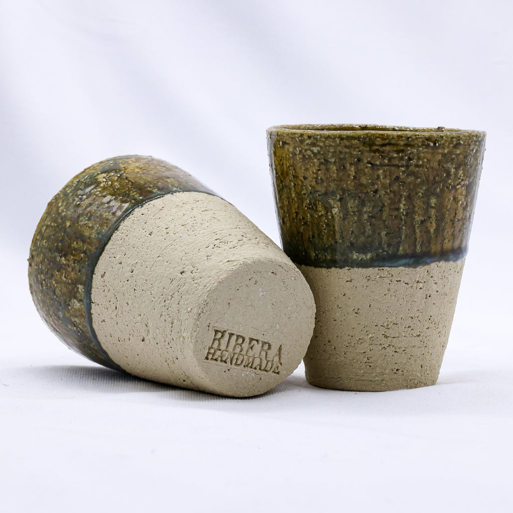 Quadra Milled Stoneware Tall Ceramic Cup Handmade