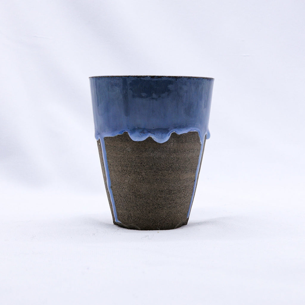 Handmade Ceramic Tall Cup in Smoked Grey Blue