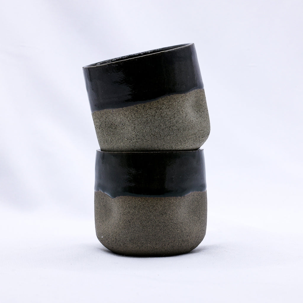 Smoked Grey Handmade Ceramic Short Cup
