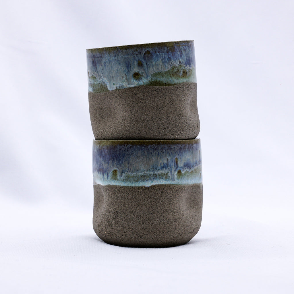 Handmade Ceramic Smoked Grey Stoneware Short Cup