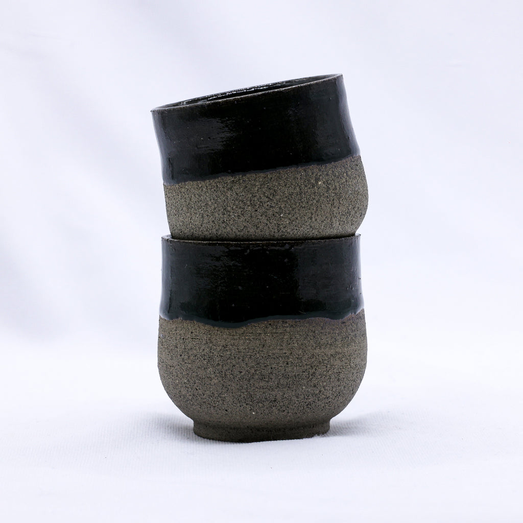 Handmade Ceramic Smoked Grey Stoneware Short Cup