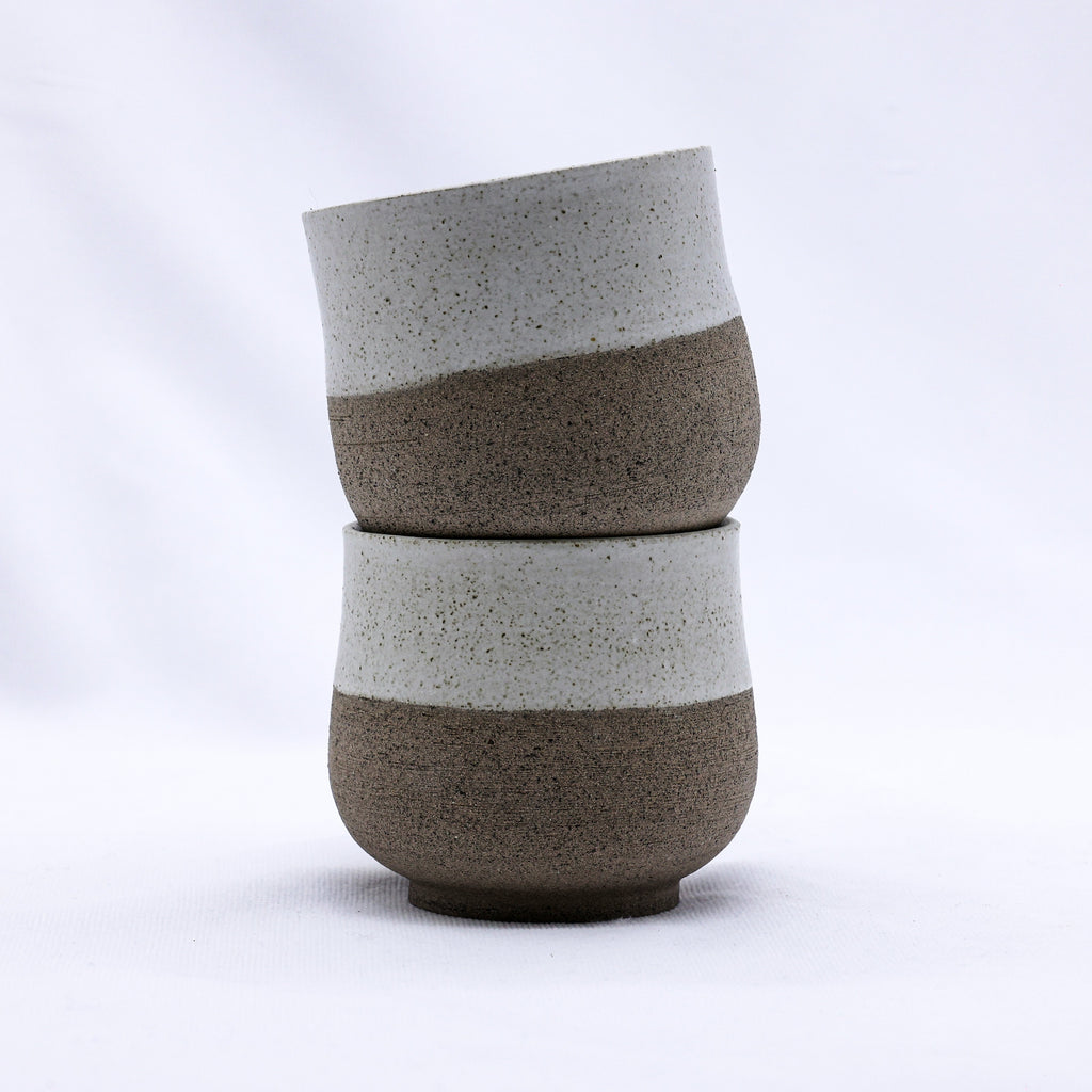 Handmade Ceramic Smoked Grey Stoneware Short Cup