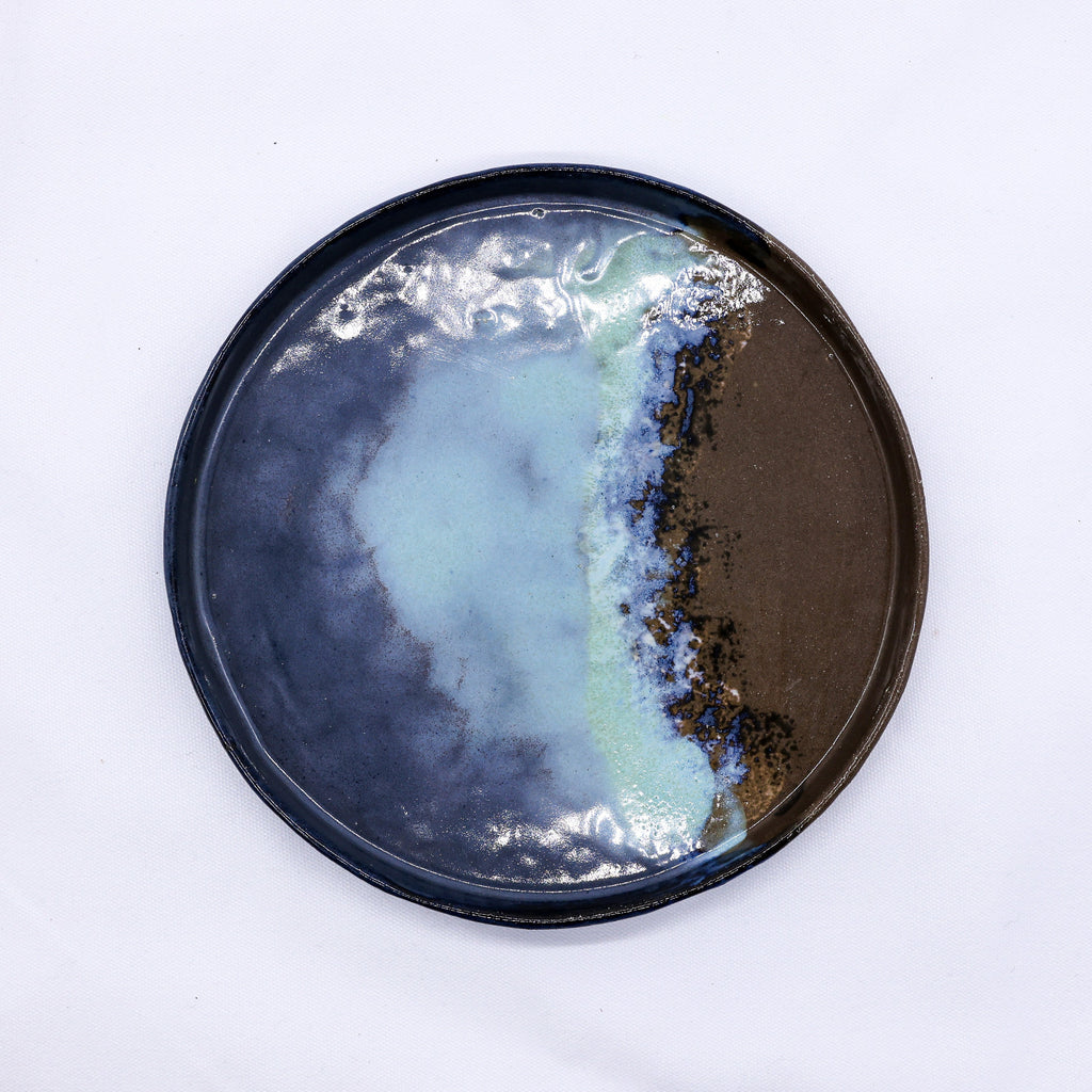 23cm Smoked Grey Large Stoneware Handmade Ceramic Dinner Plate