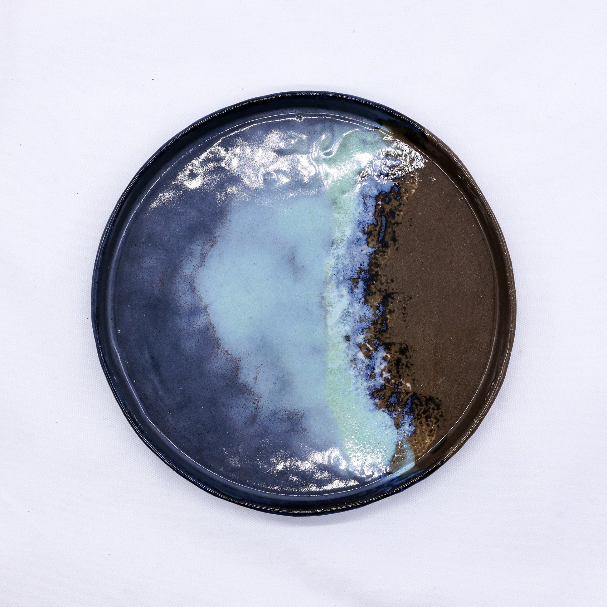 23cm Smoked Grey Large Stoneware Handmade Ceramic Dinner Plate