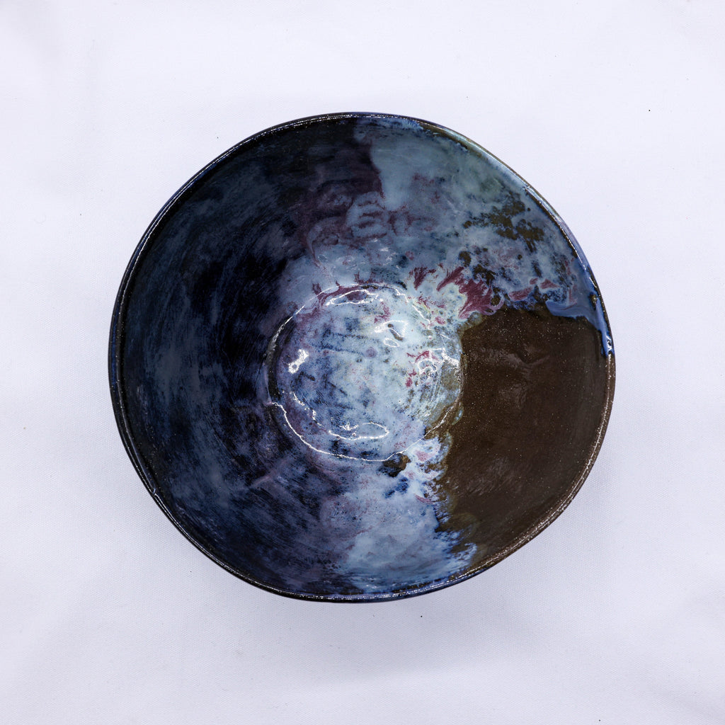 Large Smoked Grey Plum Sea Mist Handmade Ceramic Dinner Bowl