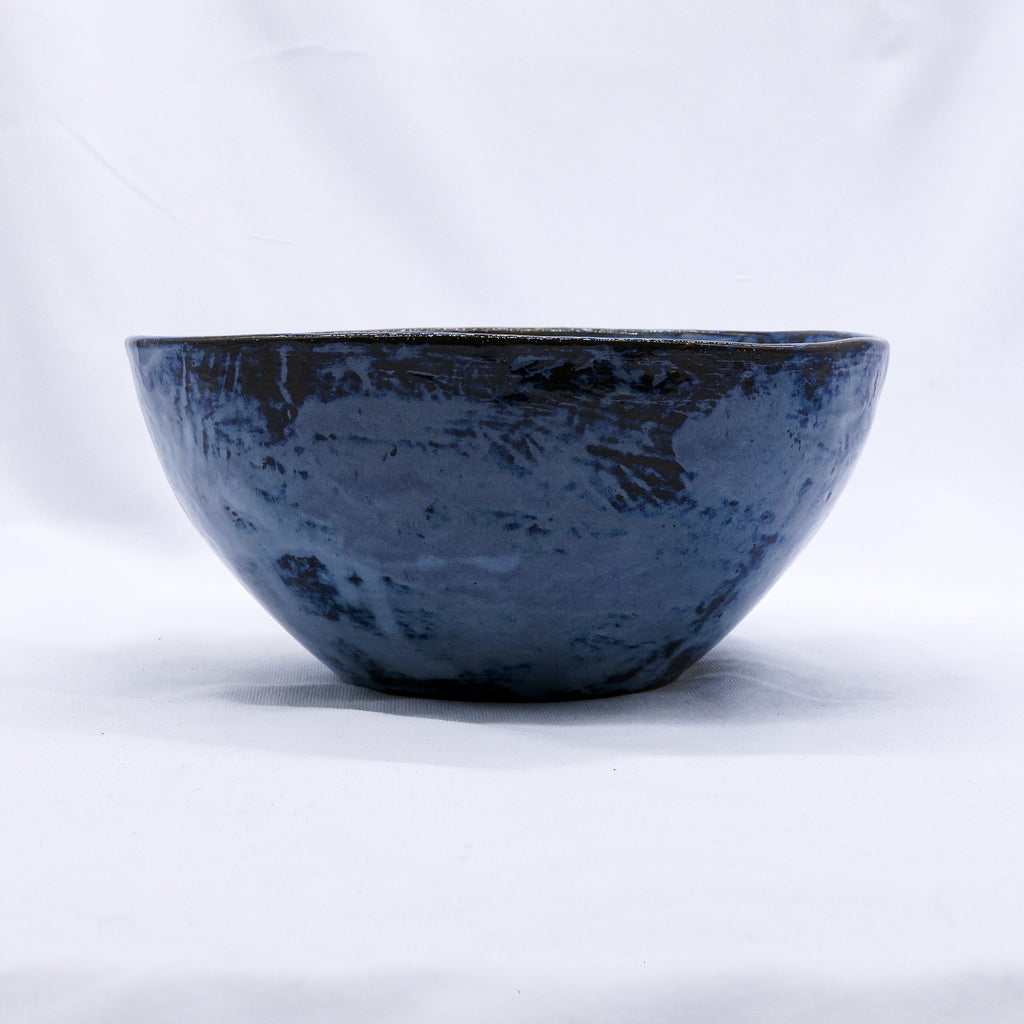 Small Smoked Grey Tidal Blue Handmade Ceramic Dinner Bowl