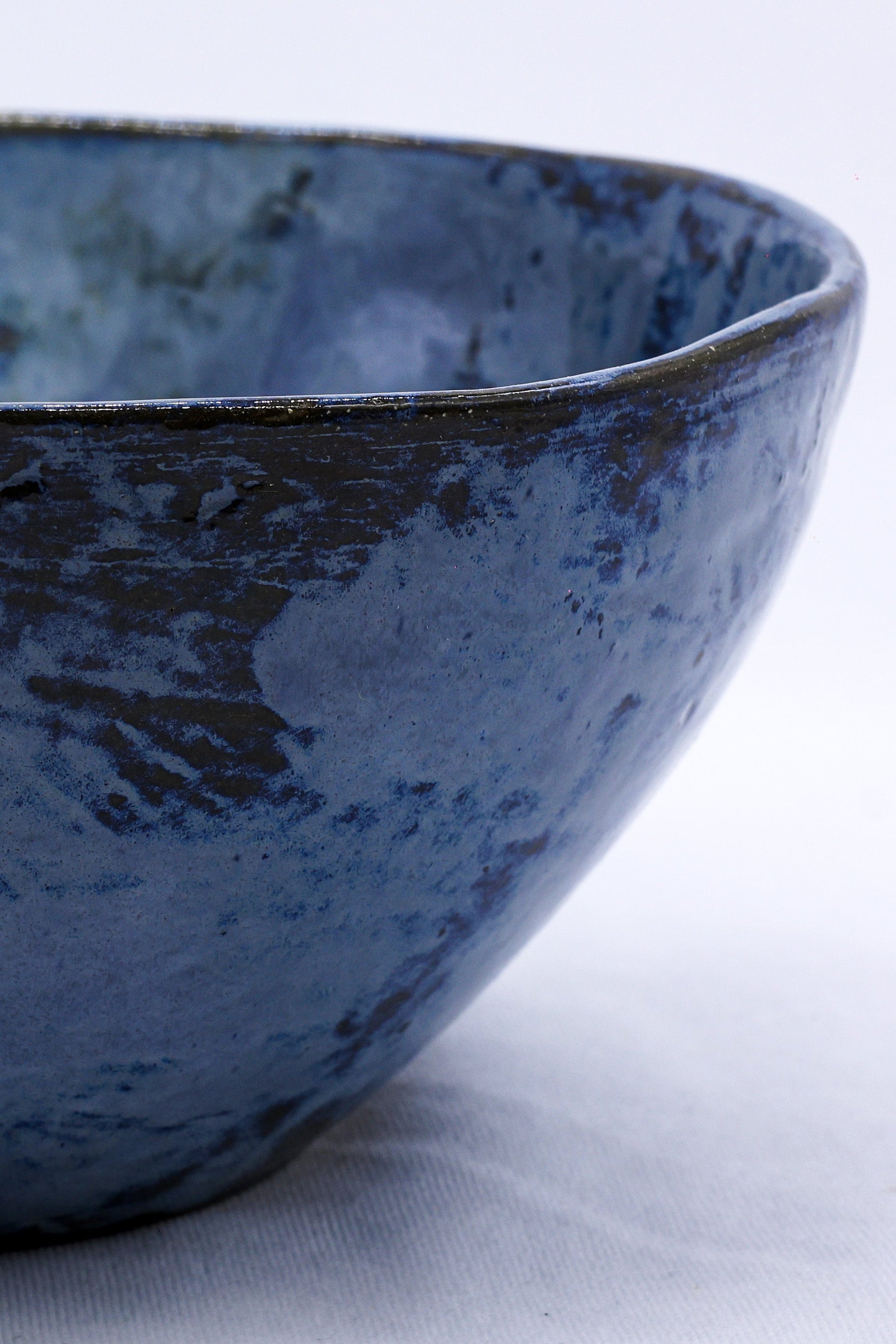 Small Smoked Grey Tidal Blue Handmade Ceramic Dinner Bowl