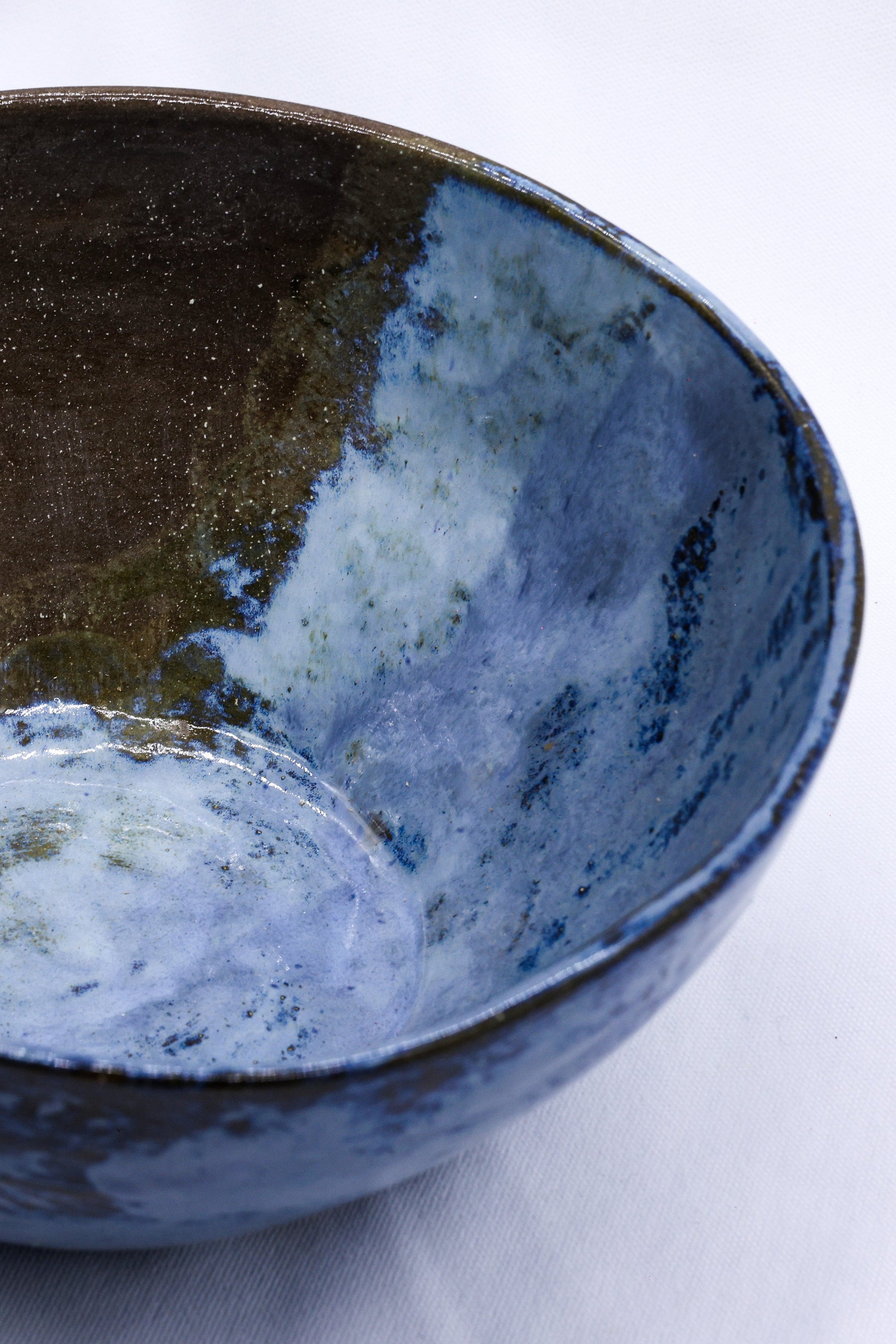 Small Smoked Grey Tidal Blue Handmade Ceramic Dinner Bowl