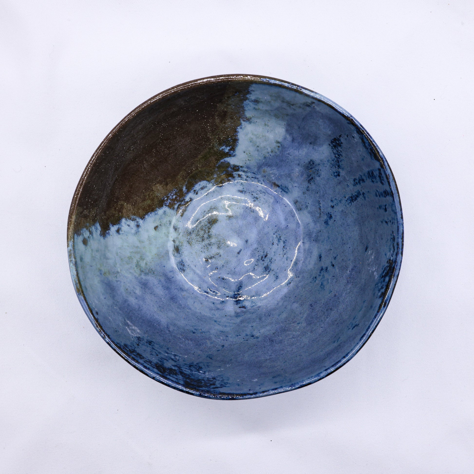 Small Smoked Grey Tidal Blue Handmade Ceramic Dinner Bowl