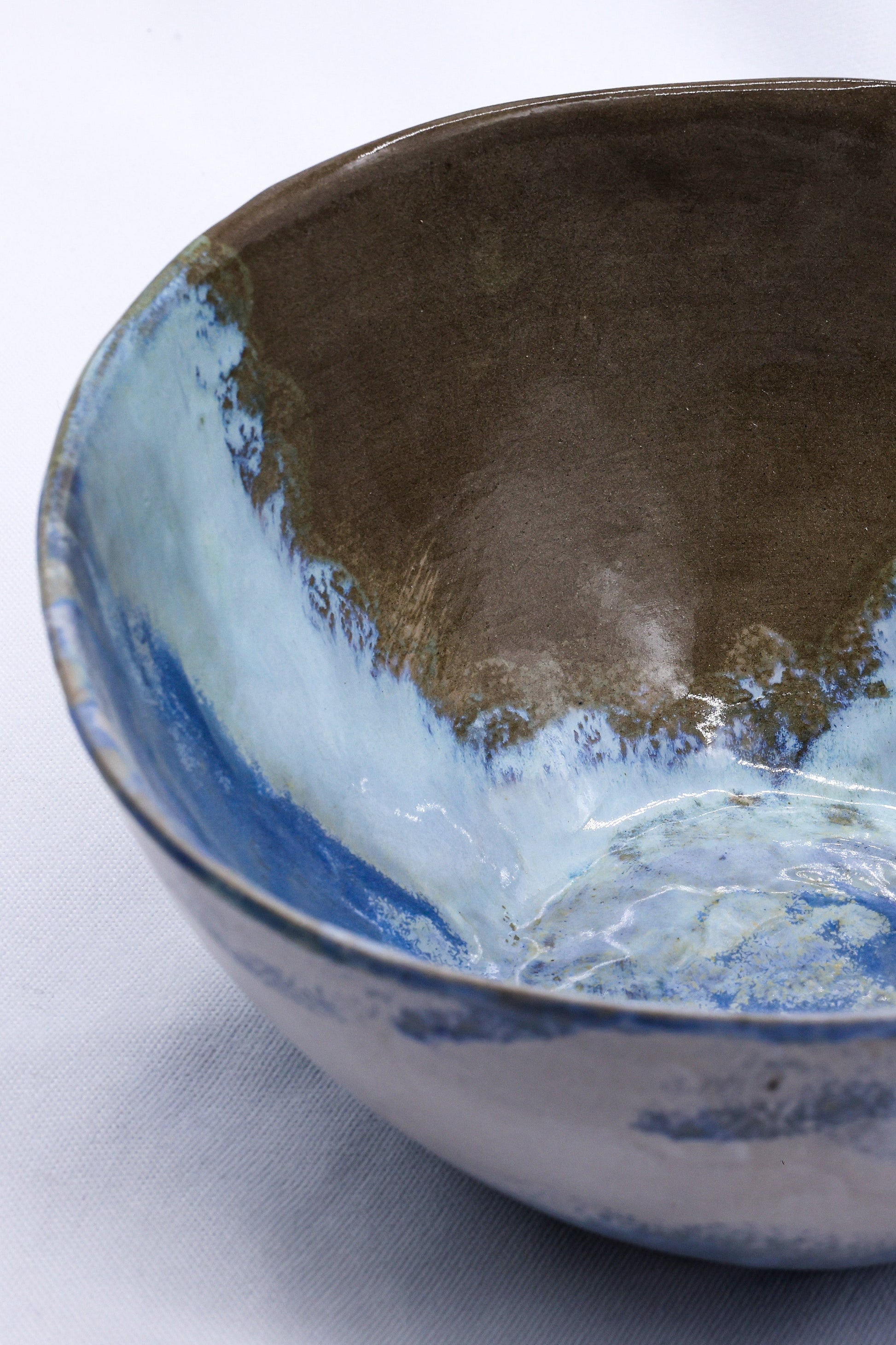 Large Stone Reef Blue Handmade Ceramic Dinner Bowl