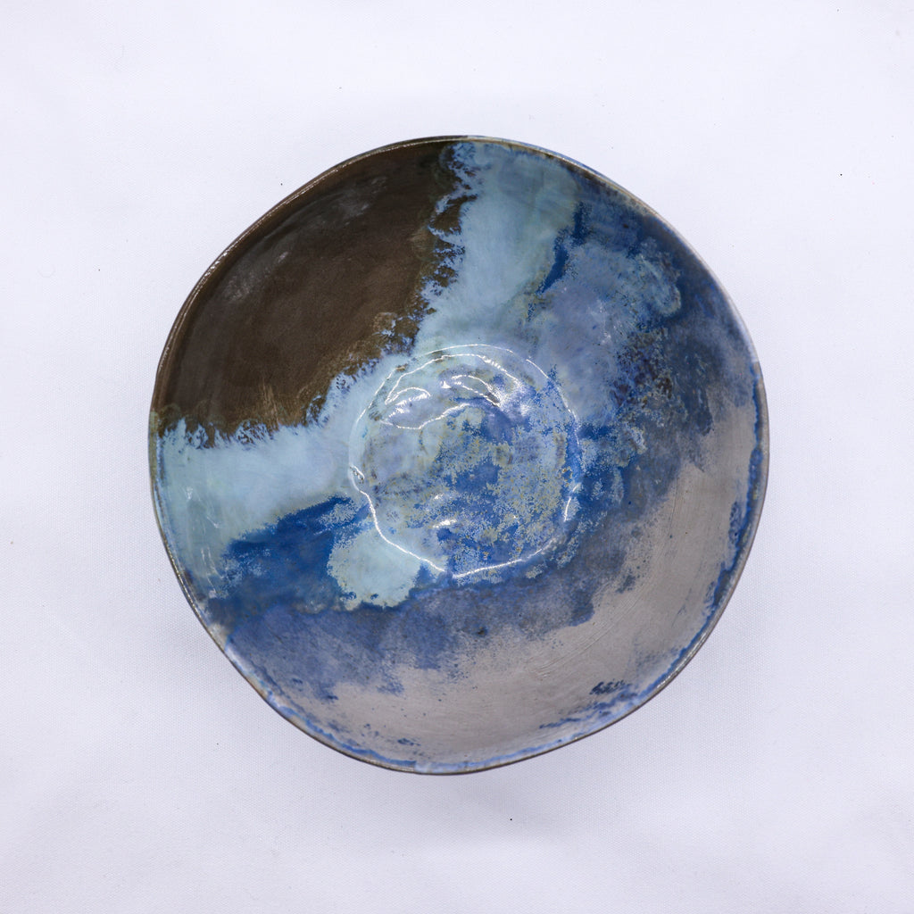 Large Stone Reef Blue Handmade Ceramic Dinner Bowl