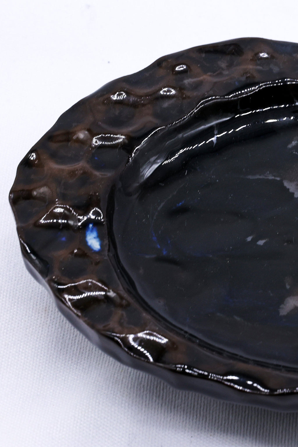 Cobalt Shadow Seashell Ceramic Plate Handmade