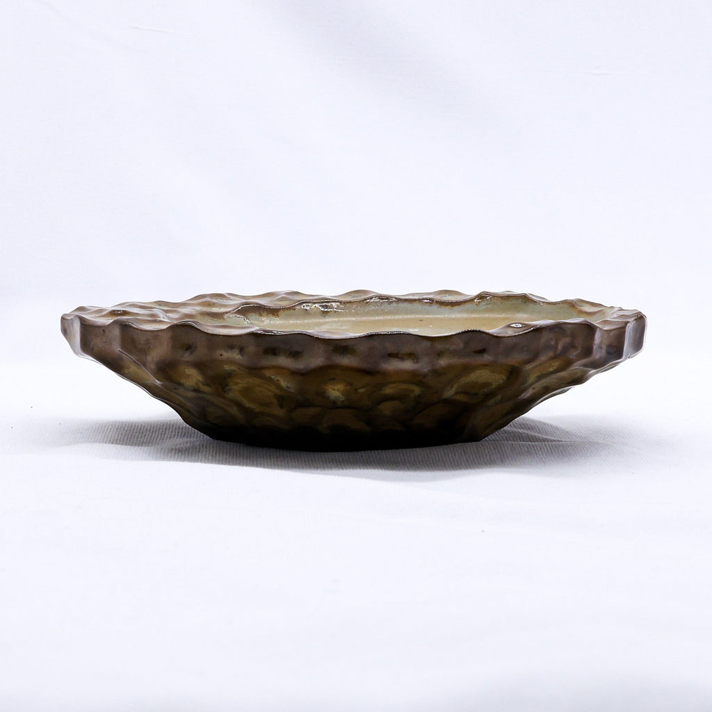 Bronze Olive Drift Seashell Ceramic Plate Handmade