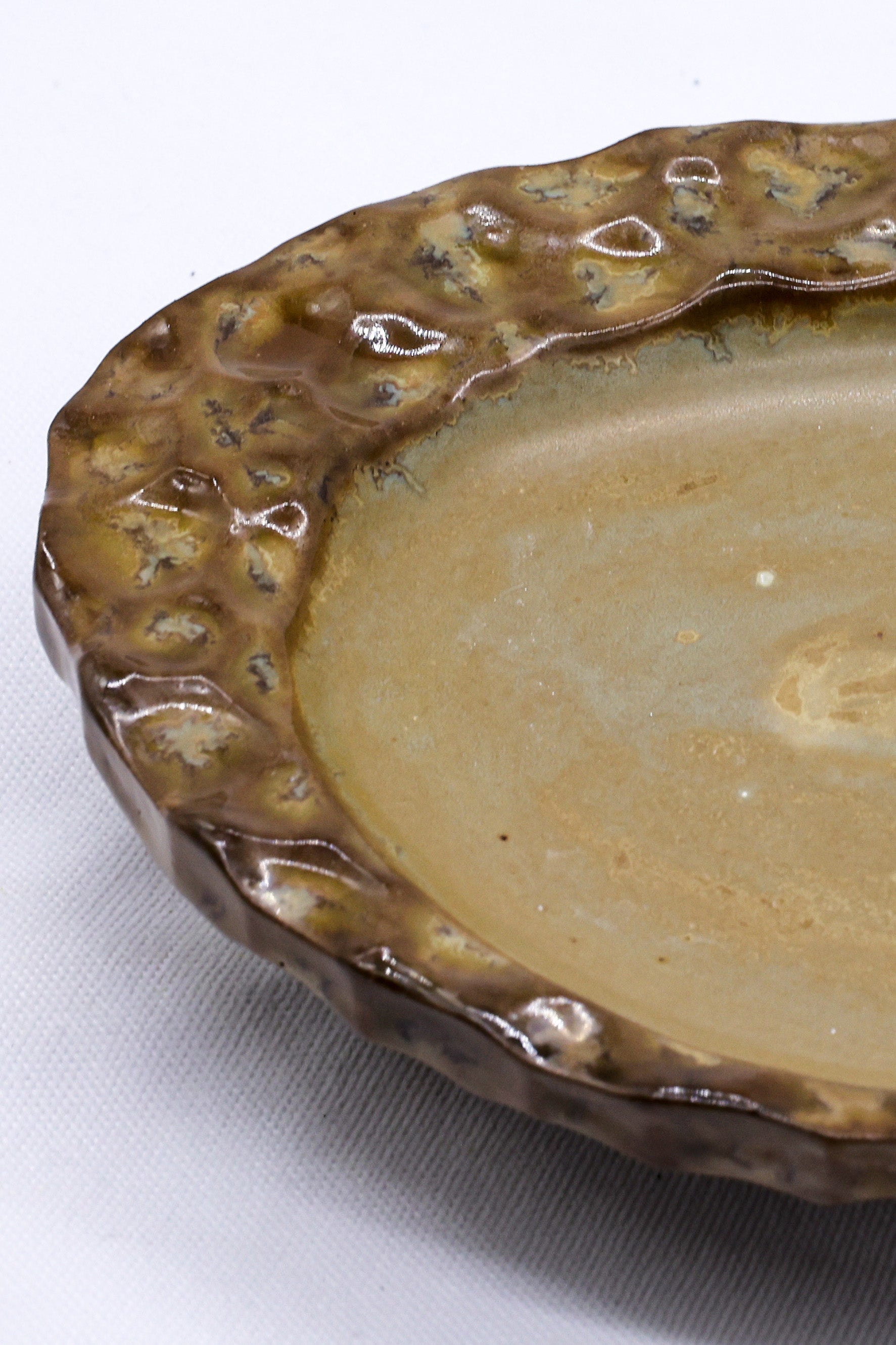 Bronze Olive Drift Seashell Ceramic Plate Handmade