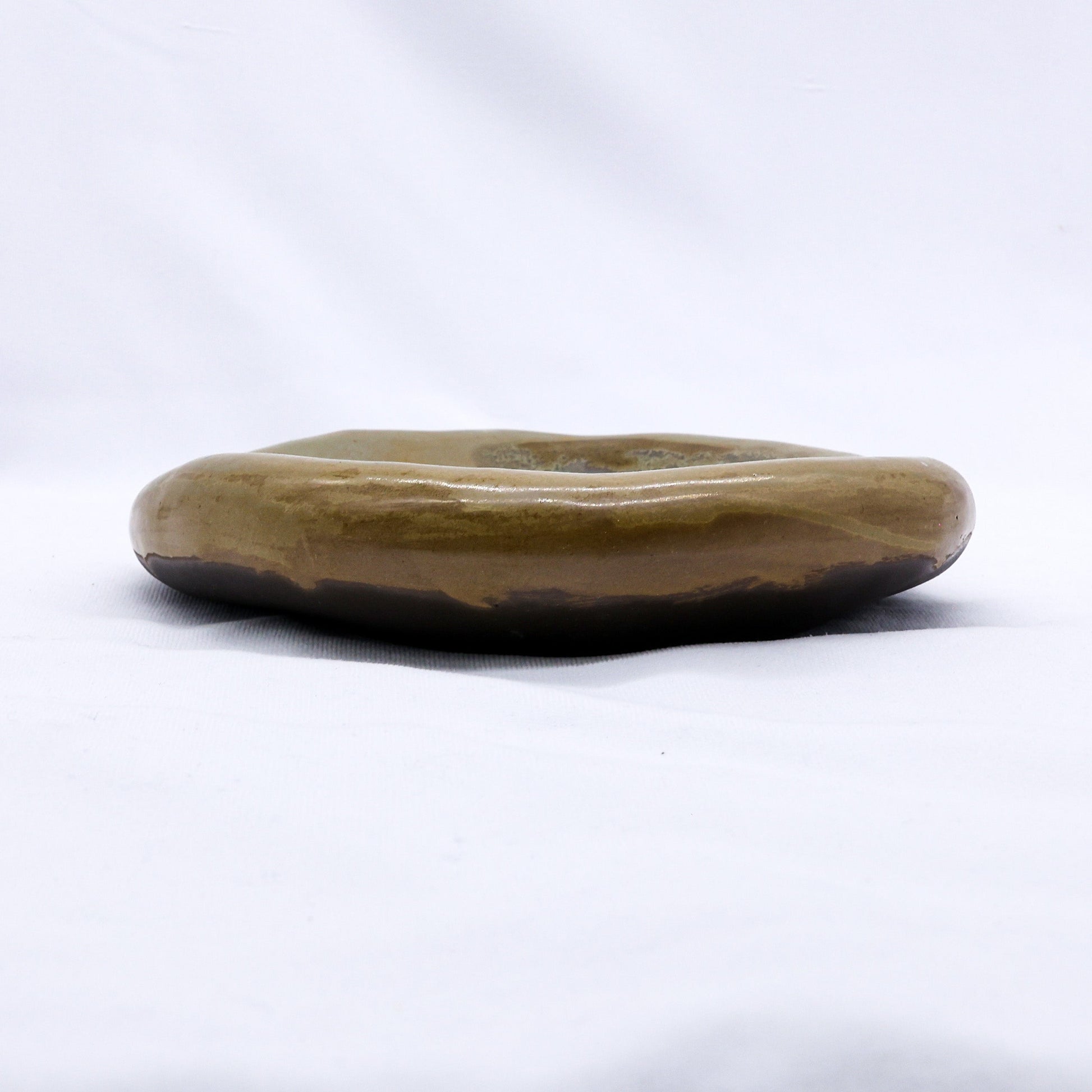 Bronze Olive Drift Ceramic Plate Handmade