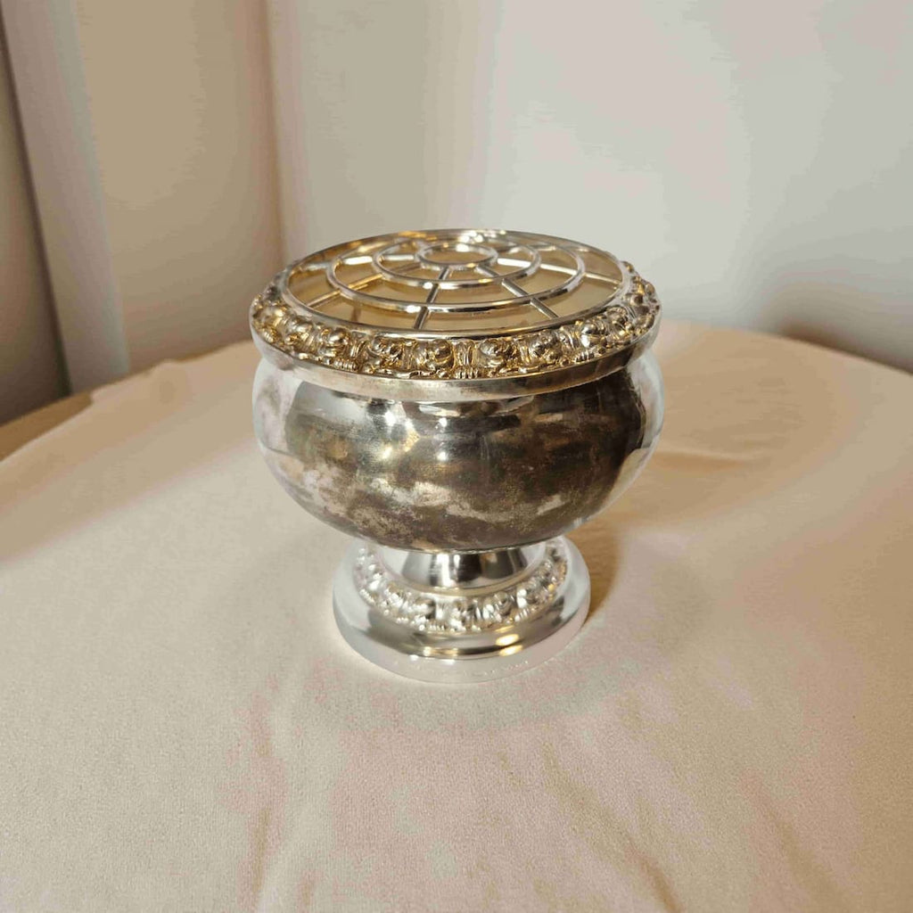 Vintage Silver Rose Bowl Candle