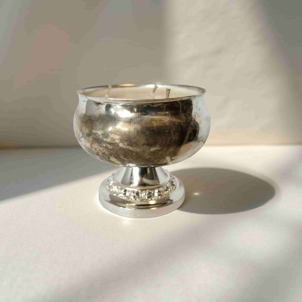 Vintage Silver Rose Bowl Candle