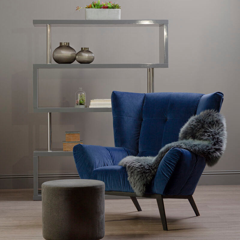 Grey Gloss 4 Tier Shelf Unit with Inverted Zigzag Design