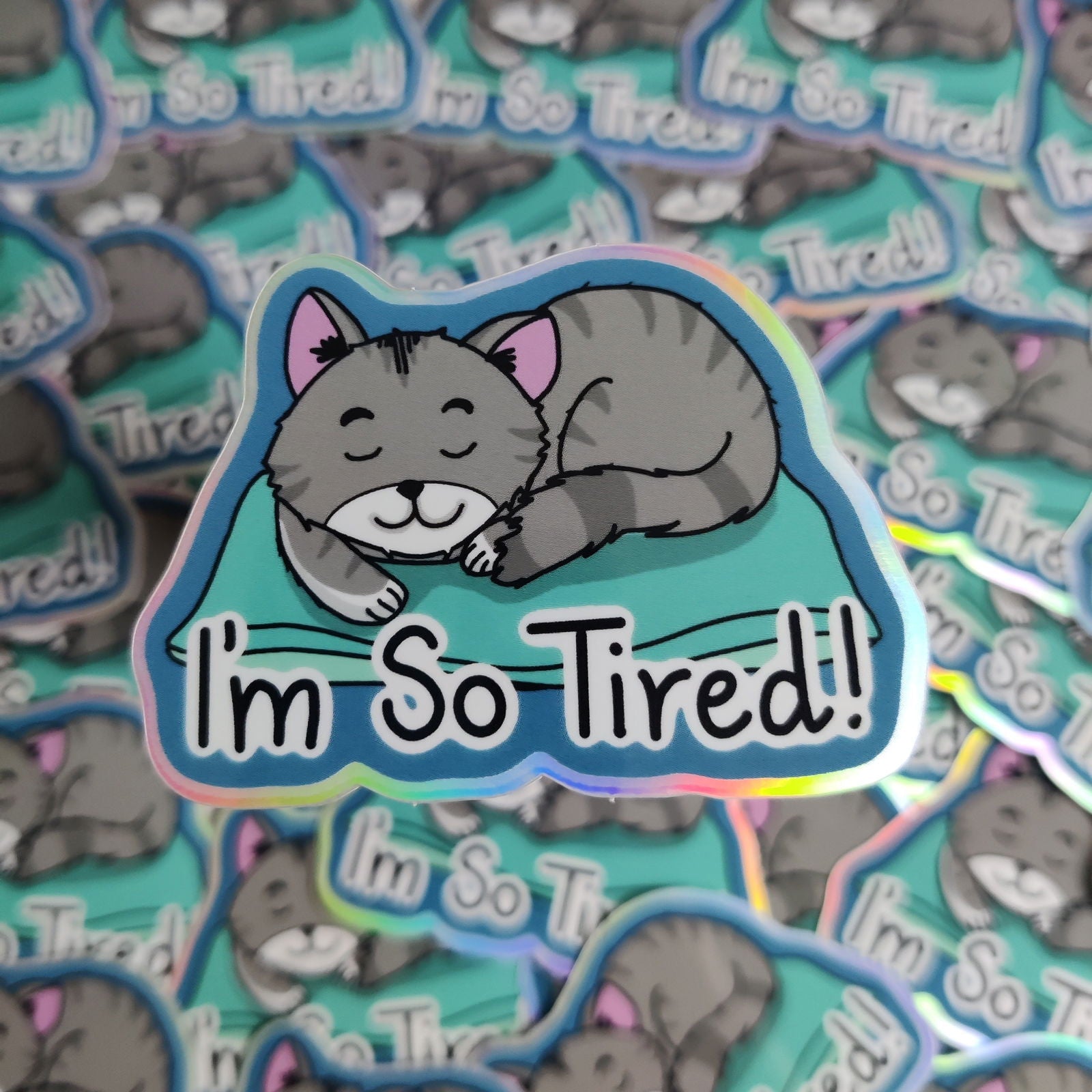 I'm So Tired Cat Vinyl Sticker