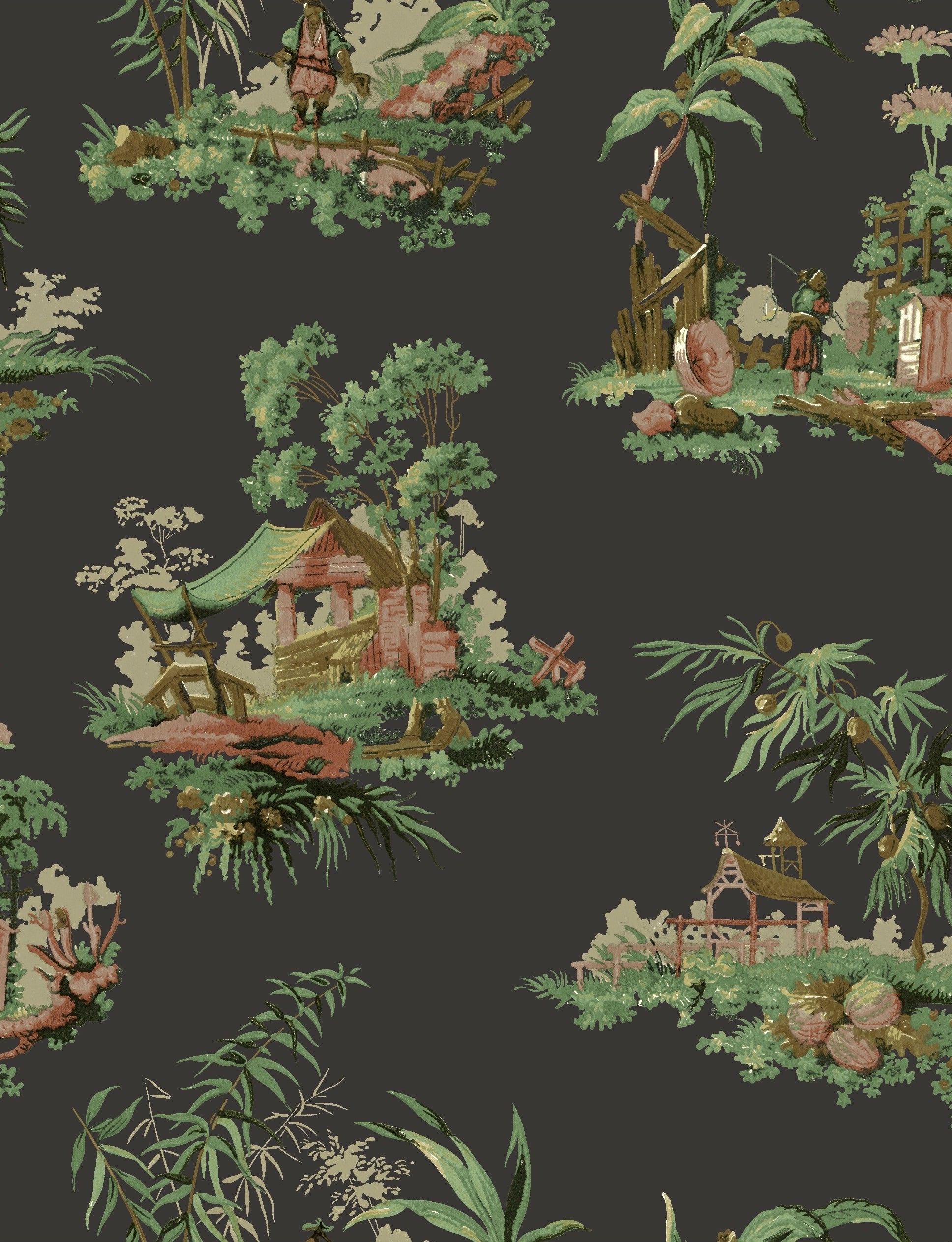 Vintage Oriental Wallpaper in Putty