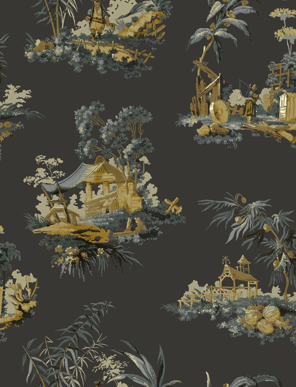 Vintage Oriental Wallpaper in Putty