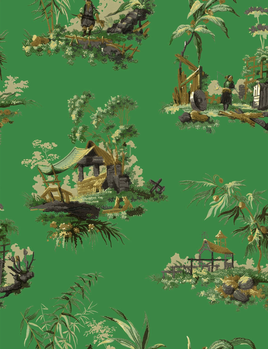 Vintage Oriental Wallpaper in Putty