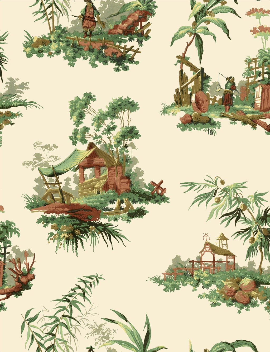 Vintage Oriental Wallpaper - Grey