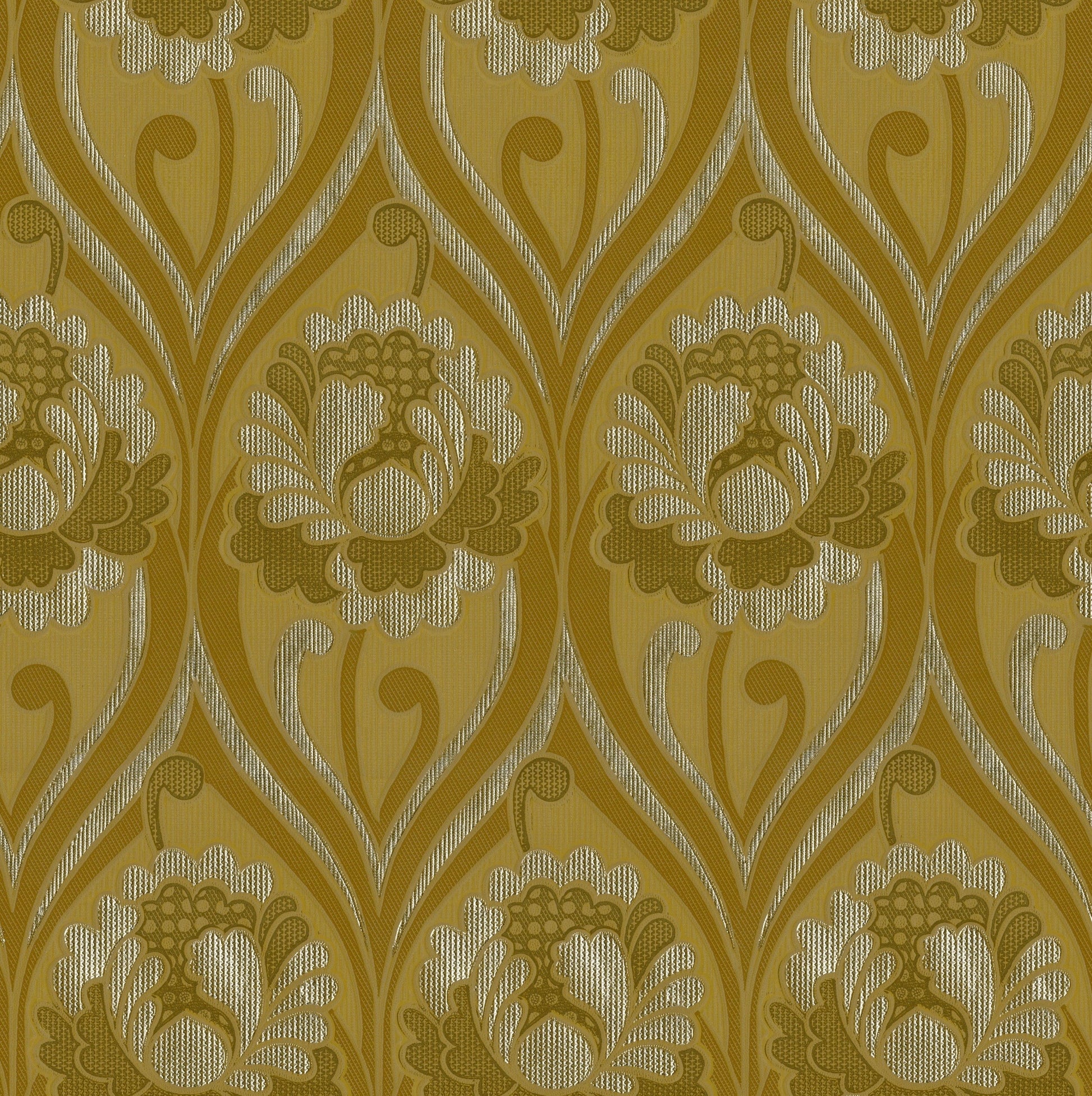 Vintage Gold Floral Damask Wallpaper